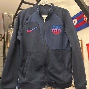 Nike Navy Blue FC Barcelona Zip Jacket with Gradient Swoosh